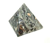 Jet Energized Ocean Jasper Pyramid Stone India Handcrafted 2 inch Approx. A++ Crystal Pouch Stress Relief 40 Page Jet International Crystal Therapy Booklet Gemstone Image is JUST A Reference
