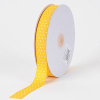 BBCrafts Yellow with White Dots Grosgrain Ribbon Swiss Dot 5/8 inch 50 Yards