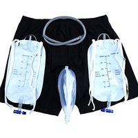 ZKKZ Urinal Bag Urine Bottles Silicone Urine Collector with 2 Urine Catheter Bags-Wearable Reusable Leak Proof Incontinence Pants (Size : M)