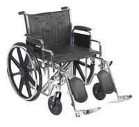 24" Bariatric Wheelchair, Steel Frame, Black, Detachable Desk Arm, Swing Away Foot Rest, 450 Lb. Capacity