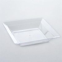 BalsaCircle 36 pcs 4.25-Inch Clear Plastic Square Plates - Disposable Wedding Party Catering Tableware