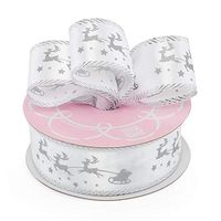 Santa & Sleigh Satin Ribbon - Silver/White - 1-1/2" X 25Yd