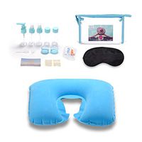 TSA Approved Clear Travel Bottles Set with Travel Bottle - Leak Proof - with 3-1-1 Containers for Liquids Toiletry Bag Bundled with Inflatable Travel Pillow Set with Sleep Mask and Earplugs