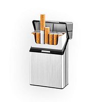 (Silver 2 Packs) King Size Aluminium for Whole Package Cigarettes 20pcs Anti-Collision Splash Proof and Scratch Resistant with Shiny Mirror Magnetic Flip Top