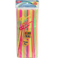 The Home Store Neon-Colored Super Flexible Straws, 80-ct. Packs