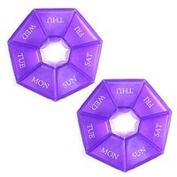 2-Pack 7-Sided Portable Pill Box Medicine Planner Small case (Seven Day Weekly Travel Container) Medication, Vitamin Holder Boxes Organizer Pillbox Dispenser Organizer, sorter and Reminder containers