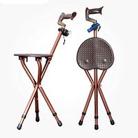 YADANER Cane Seat, Chair Walking Stick, Multifunctional Folding Adjustable Portable Lightweight Comfortable Handle,WineRed