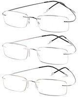 Specs Flexible Rimless Reading Glasses (Shiny Dark Gunmetal, Shiny Silver and Gold) +2.00 Pack of 3