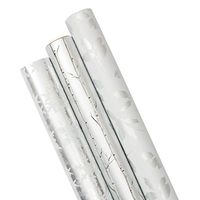 Caspari Silver Woodland Wrapping Paper Trio - Three 30" x 8' Gift Wrap Rolls