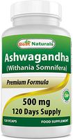 Best Naturals Ashwagandha Capsules for Relaxing Stress and Mood, 500 mg, 120 Count