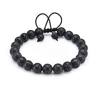 UKER Men Women 8mm Lava Rock Beaded Bracelets Braided Rope Natural Stone Adjustable String