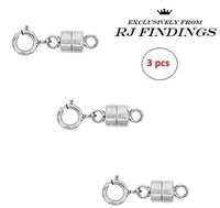 3 Pack-.925 Sterling Silver 4mm Strong Earth Magnetic Converter Connector For Necklaces, Bracelets, Anklets with 5mm Spring Ring Clasp