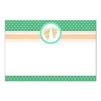 30 Blank Cards Invitations Thank You Cards Baby Shower Green Gold Footprints + 30 White Envelopes