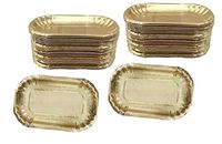 Gold Foil Mini Dessert Appetizer Plates - Heavyweight Rectangle - 5.25 x 3.5 Inches - 50 Pack
