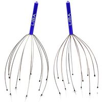 Scalp Massager Tool (2-Pack) for a Rejuvenating Head Hair Scratcher Massage by LiBa. No Painful Scratches, Tangling, or Hair Pulling Wires w/Gentle Rubber Beads (Blue, 12 Wire)