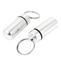 Aluminum Waterproof Pill Bottle Drug Holder Container Keychain 2pcs