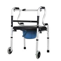 Folding Walker, All in One Adjustable Folding Commode Chair for Toilet with Splash Guard Shower Chair with Arms and Back for Elderly