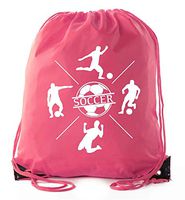 Soccer Party Favors | Soccer Drawstring Backpacks for Birthday Parties, Team events, and much more! - Pink CA2500SOCCER S5