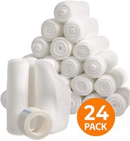 Gauze Bandage Rolls with Tape (24-Pack) Stretch Bandage Roll, 4” x 4 Yards Stretched, Gauze Wrap, Bulk Gauze Rolls