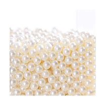 Makeup Pearls Round Beads Art Faux Beans Filling & Decorate Makeup Brush Lipstick Holder Box,1100pcs (Beige)