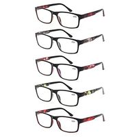 Reading Glasses 5 Pack Spring Hinge Rectangular Readers Quality Fashion Glasses (5 Pack Mix Color, 1.75)