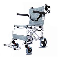 YL Lightweight Wheelchair, Foldable Aluminium Frame with Flip-Back Desk Arms and Handle Brake Portable Walker,Back Storage Bag and seat Belt Seat 14-inch seat