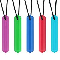 Number-one Chewing Necklace 5 Pcs Sensory Chew Necklace for Girls and Boys, Teething Toy Silicone Chewlery Chew Necklaces for Children Autism/ADHD/Teething Babies/Oral Motor/Anxiety