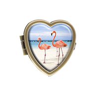 Caikem Beach Flamingos Custom Unique Love Heart Shape Pill box Vitamin West Tablet Management Case Decoration Box