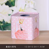 T-ZJHC Roll Paper Tissue Box Home Living Room core Tray Carton roll Tray, Beige Square Crown Flamingo