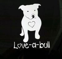 I Love My Pitbull Dog iPad Vinyl Car Window Decal Sticker Love-a-bull Pit Bull, Die cut vinyl decal for windows, cars, trucks, tool boxes, laptops, MacBook - virtually any hard, smooth surface