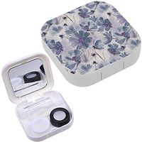 Portable Contact Lens Case Box Travel Kit Mirror + Bottle + Tweezers Container Holder [ Cosmos Flower ]