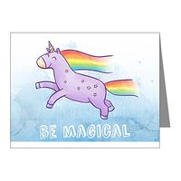 Note Card Be Magical Happy Unicorn and Rainbow