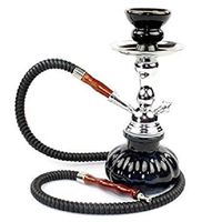 Hookah Shisha Nargila Smoking Water Pipe Bong Glass Tobacco 1 Hose Bowl Set Black Color