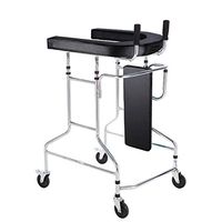 Walkers-Standing Walking Bracket with Seat and Brake Wheel, U-Shaped Support Platform for Height Adjustment and Armrests - Mobile for Elderly Disabled People