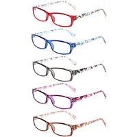 Reading Glasses 5 Pairs Fashion Ladies Readers Spring Hinge with Pattern Print Eyeglasses for Women (5 Pack Mix Color, 2.25)