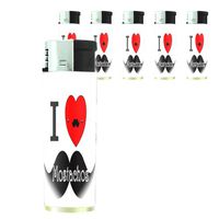 Butane Refillable Electronic Lighter Set of 5 Pieces Mustache Design-001