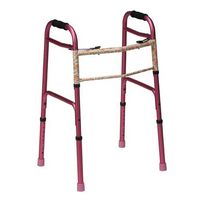 Mabis Two-Button Release Aluminum Folding Walkers w/ Rubber Tips, Pink; 2/Carton 500-1044-0900