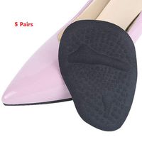 5 Pairs Metatarsal Pads for Womens Ball of Foot Cushions, Heel Cushion Inserts, Anti Slip High Heel Pads Shoe Inserts for Forefoot Support, Mortons Neuroma Pain Relief - Black