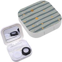 Portable Contact Lens Case Box Travel Kit Mirror + Bottle + Tweezers Container Holder [ Cute Blue Stars ]