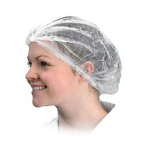 IndiaBigShop White Mob Caps 18". Hair Caps with Elastic Stretch Band. Disposable Polypropylene Hats. Unisex Protective Hair Covers for Food Service. Breathable, Lightweight. Free Size - 200 pcs