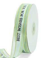 1 inch Tiffany Blue Gift Wrapping Silk Ribbon 50 Yard Print Best Wishes for You Phnom Penh Chiffon Organza Ribbon for Bouquet Wrapping Party Decoration Supplies Craft Home Decoration