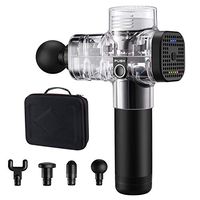 Phoenix Handheld Percussion Massager – Quiet 40-60dB Professional Deep Tissue Massager – 4 Attachment Massage Gun with Carrying Case for Full Body Muscle Relieves Pain and Soreness - Transparent