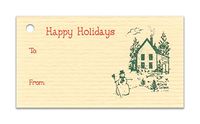 (15 Tags) Northwoods Holiday TAN Gift Tags & Strings. Happy Holidays. to: from: Hang Tags