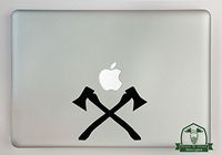Crossed Axes Vinyl Decal Sized to Fit A 11" Laptop - Black