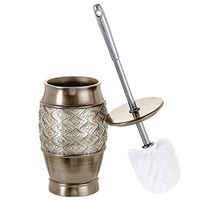 Dublin Decorative Toilet Cleaning Bowl Brush with Holder -(5" x 5" x 15.5"H) Decorative Bowl Scrubber, Space Saving Design, Contemporary Scrubbing Cleaner (Brushed Silver)