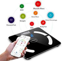LCTCBZ USB Bluetooth Smart Body Fat Scale Wireless Digital Bathroom Scales Weight Scale BMI Scale Body Composition Analyzer with Smartphone App,Muscle Mass,Protein,BMI (Color : Black)