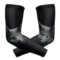 LEVEIS Black Cat Arm Sleeves UV Protection for Men Women Sunblock Protective Gloves Running Golf Cycling Driving Long Arm Cover 1 Pair