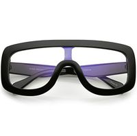 zeroUV - Oversize Bold Flat Top Wide Arms Clear Lens Rectangle Eyeglasses 65mm (Black/Clear)