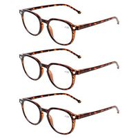 READING GLASSES 3 Pair Retro Round Spring Hinged Readers Great Value Quality Glasses for Reading (3 Pack Tortoise, 2.00)
