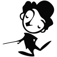 Charlie Chaplin Cartoon - Vinyl - 3" tall (Color BLACK) decal laptop tablet skateboard car windows stickers